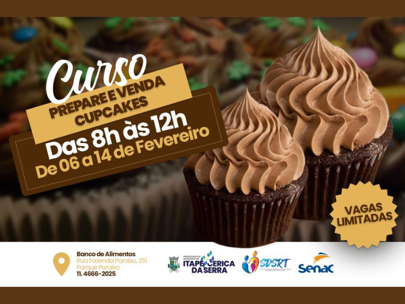 Inscrições abertas para o Curso “Prepare e Venda Cupcakes”