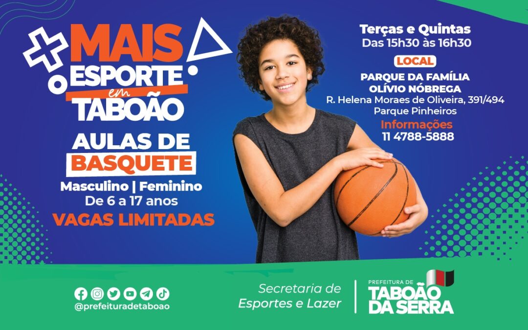 Prefeitura de Taboão da Serra oferece aulas de basquete no Parque da Família Olívio Nóbrega