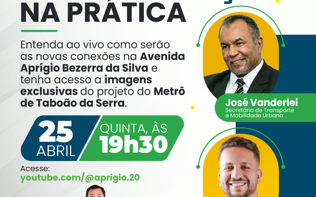 Live Especial sobre a Municipalização e o Projeto do Metrô de Taboão apresentará imagens e informações exclusivas